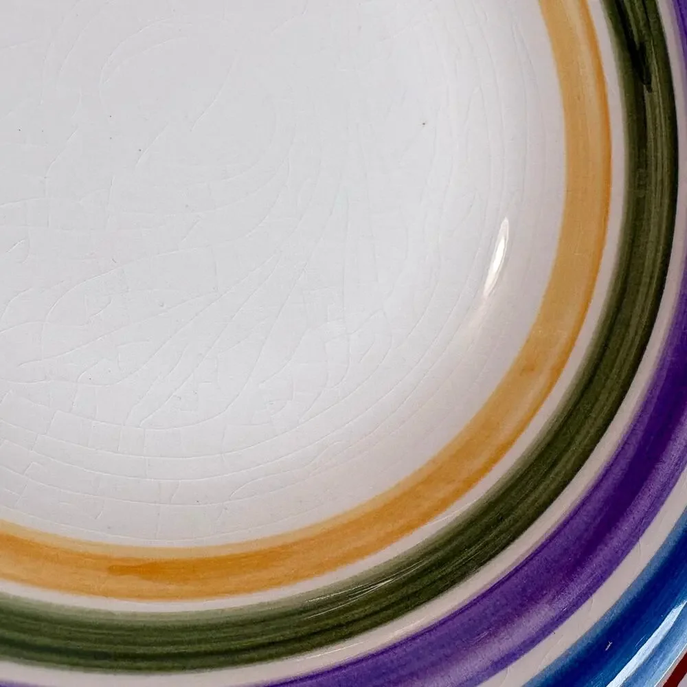 Vintage Gibson Candy Stripe Blue Purple and Green and Yellow Bowls Set of 4 8.25